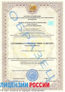 Образец сертификата соответствия аудитора №ST.RU.EXP.00006191-1 Орск Сертификат ISO 50001